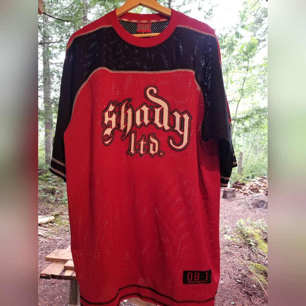 Football Jersey Mesh T Shirt Shady Ltd 8 Large Red Black Eminem 2004